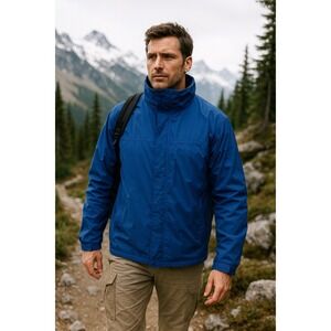 LL Bean Mens Coat Jacket Blue‎ Size Large Lightweight Insulated Outerwear